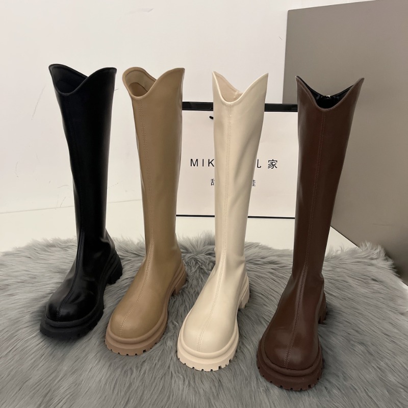 Retro Bare Colored Boots Women - đánh giá và giá High Knee Heel Boots