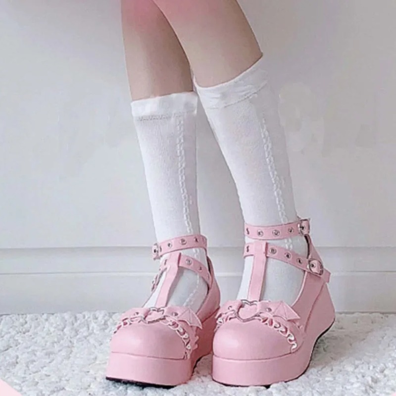 New Sweet Heart Buckle Wedges  - đánh giá và giá Platform Sneakers Chunky