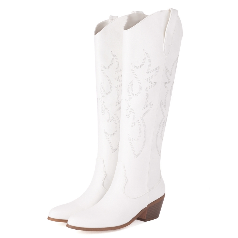 White Women's Knee High Boots  - đánh giá và giá Western Cowgirl Boot