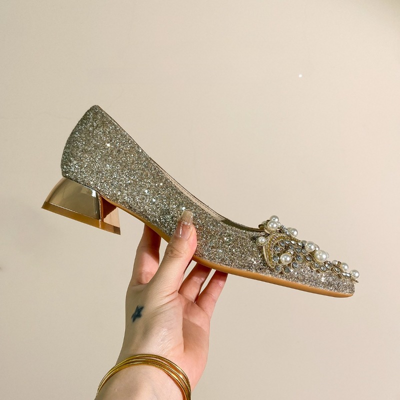 High-end Rhinestone Block Heel - đánh giá và giá Slingback Pumps Women