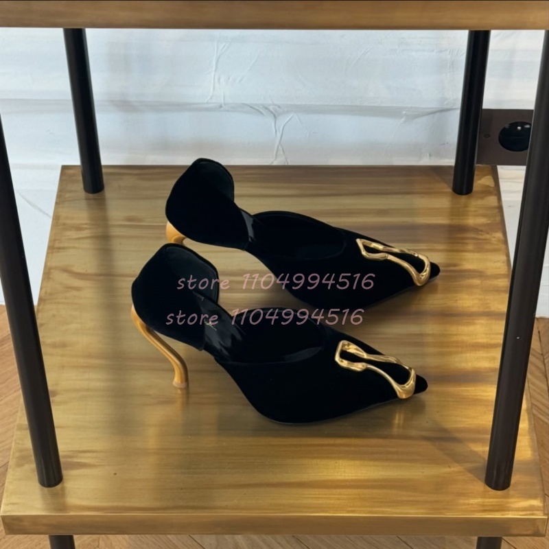Metal Decor Black Suede Cover  - đánh giá và giá Women Shoes Model