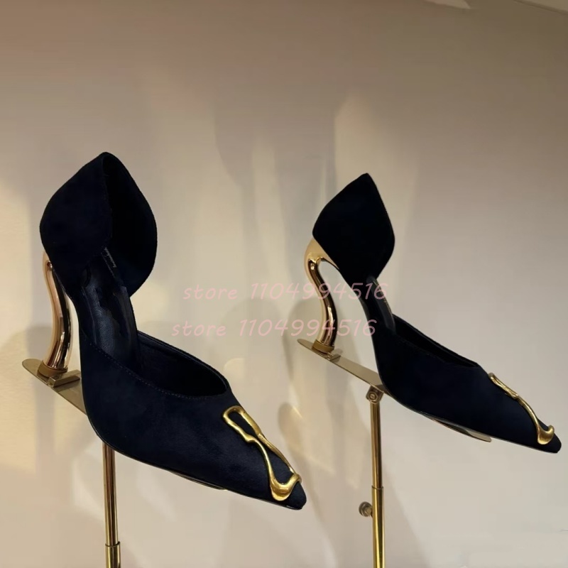 Metal Decor Black Suede Cover  - đánh giá và giá Women Shoes Model