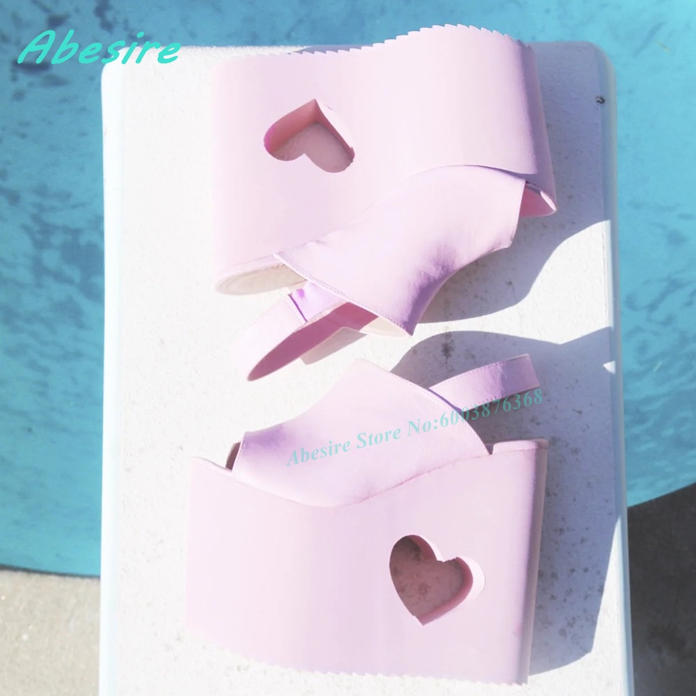 Pink Heart Cutout Wedge Platfo - đánh giá và giá Women'S Shoes Y2K