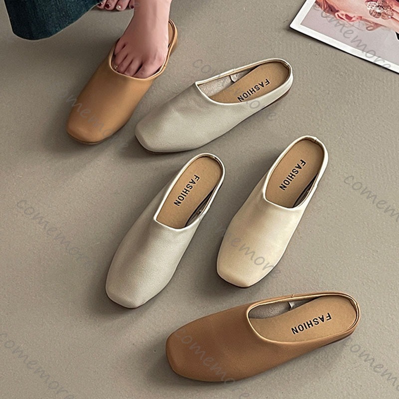 Comemore Retro Square Head Bao - đánh giá và giá Slip On Mule Flat