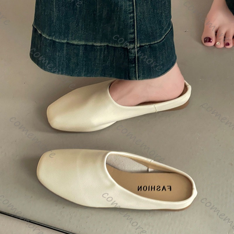 Comemore Retro Square Head Bao - đánh giá và giá Slip On Mule Flat