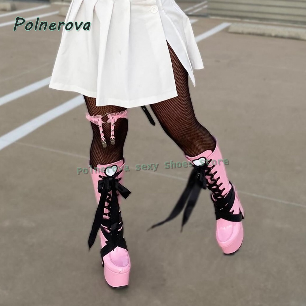 Women's Pink Platform Knee Hig - đánh giá và giá Women'S Shoes Y2K