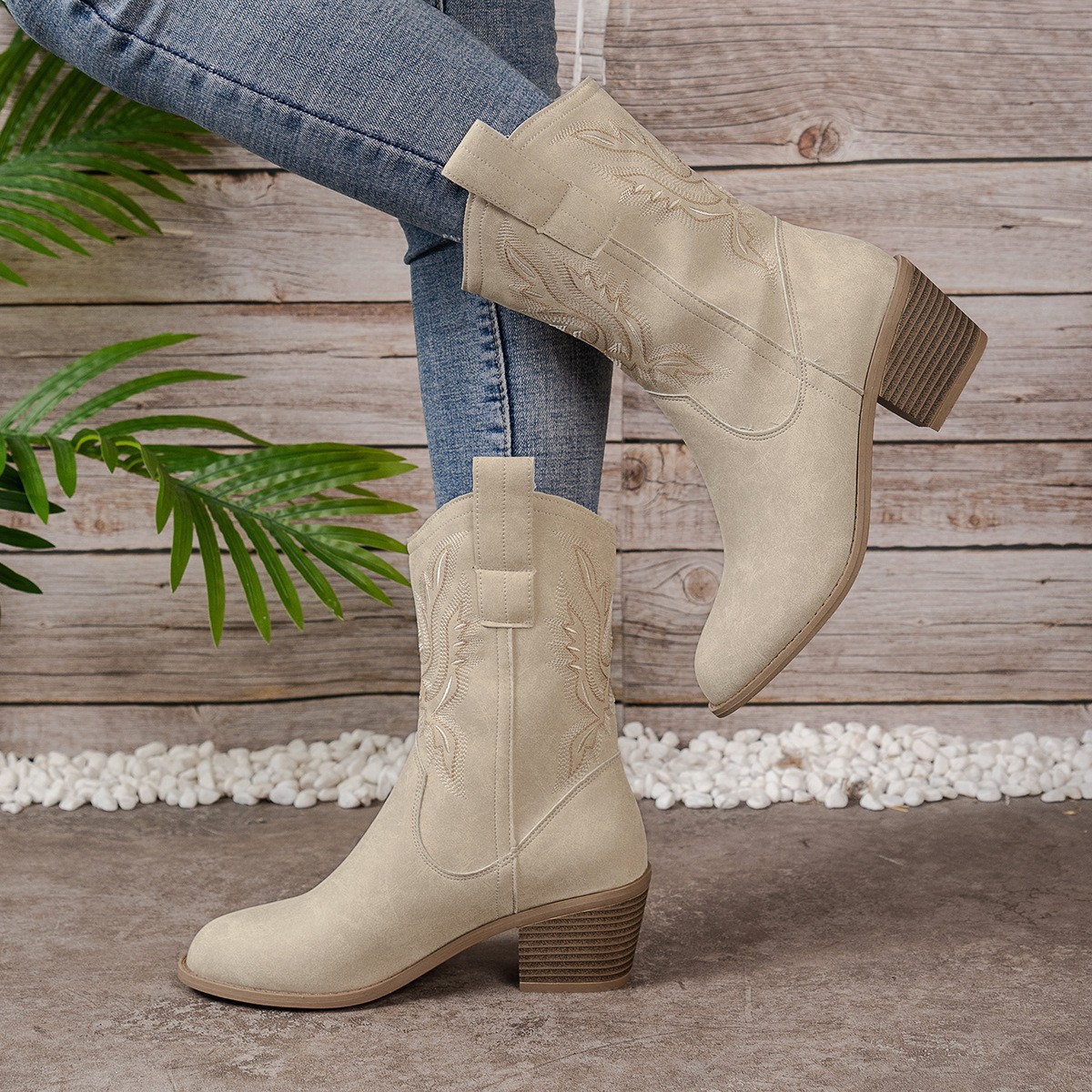 Women Retro Floral Embroidered - đánh giá và giá Western Cowgirl Boot