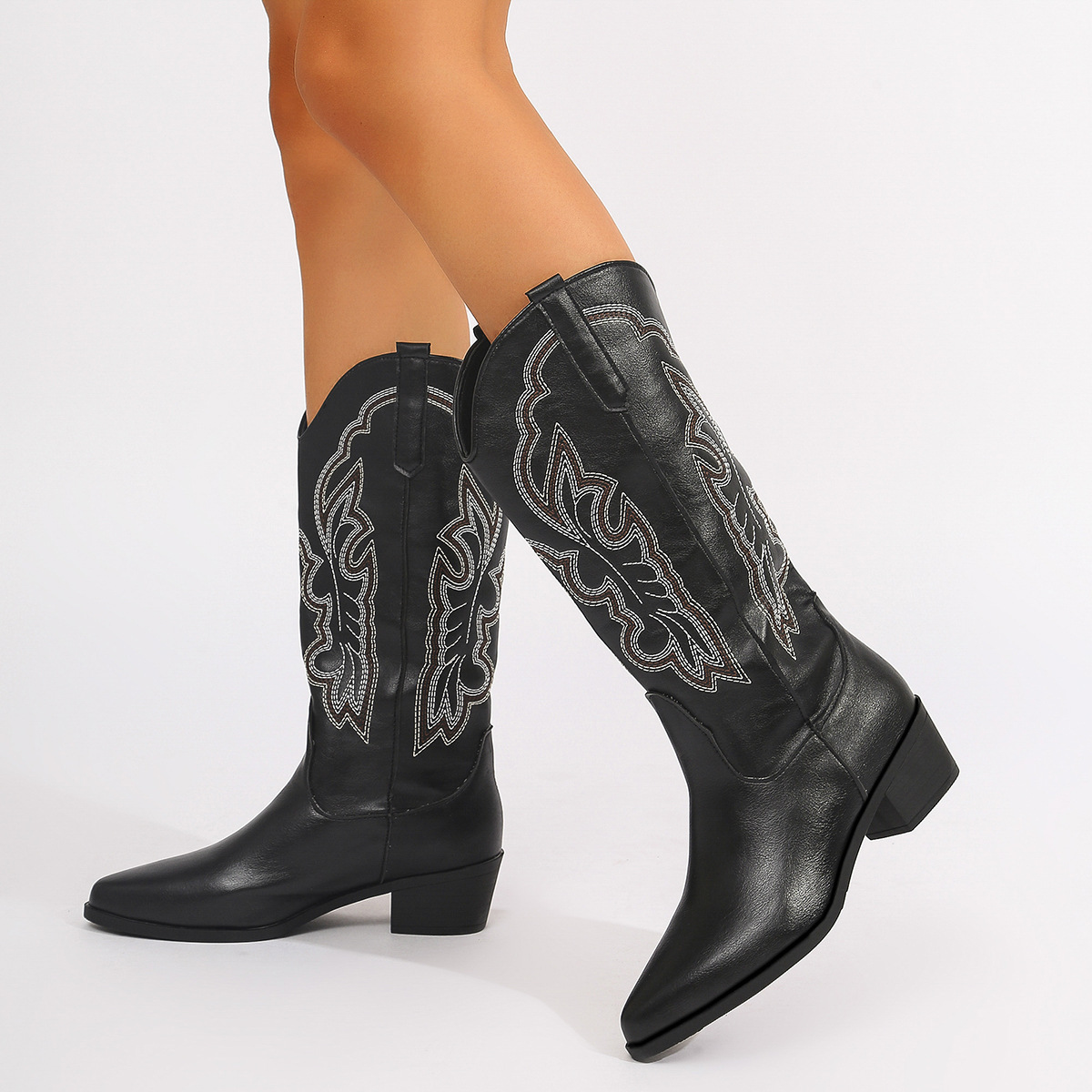 Plus Size 43 Block Heels Mid-c - đánh giá và giá Western Cowgirl Boot
