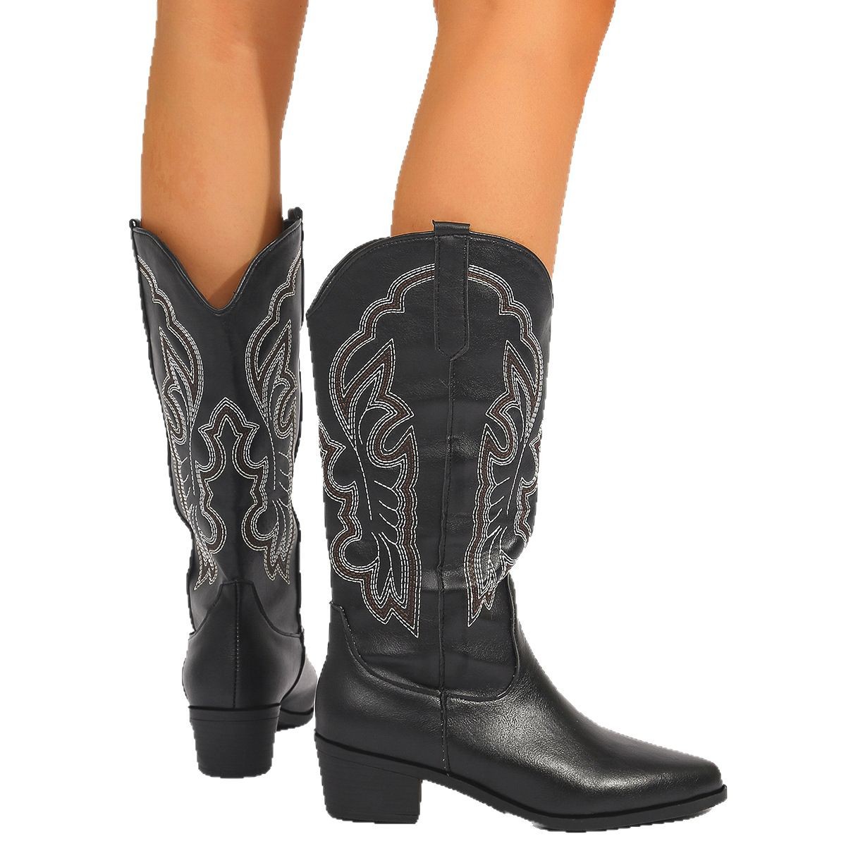 Plus Size 43 Block Heels Mid-c - đánh giá và giá Western Cowgirl Boot