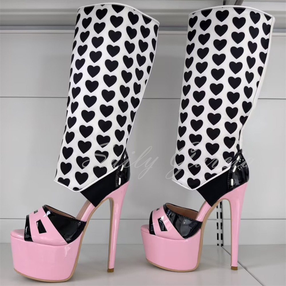 Girl Pink Heart Decor Knee Hig - đánh giá và giá High Knee Heel Boots