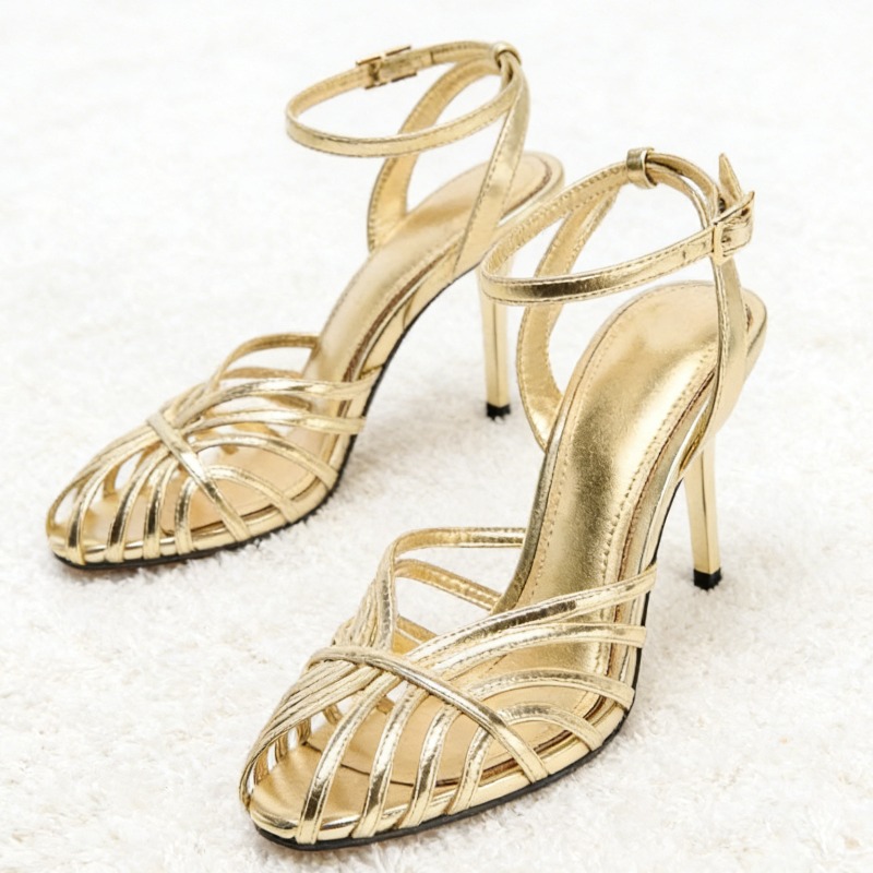 Sexy Gold Hollow Narrow Band H - đánh giá và giá Women Shoes Model