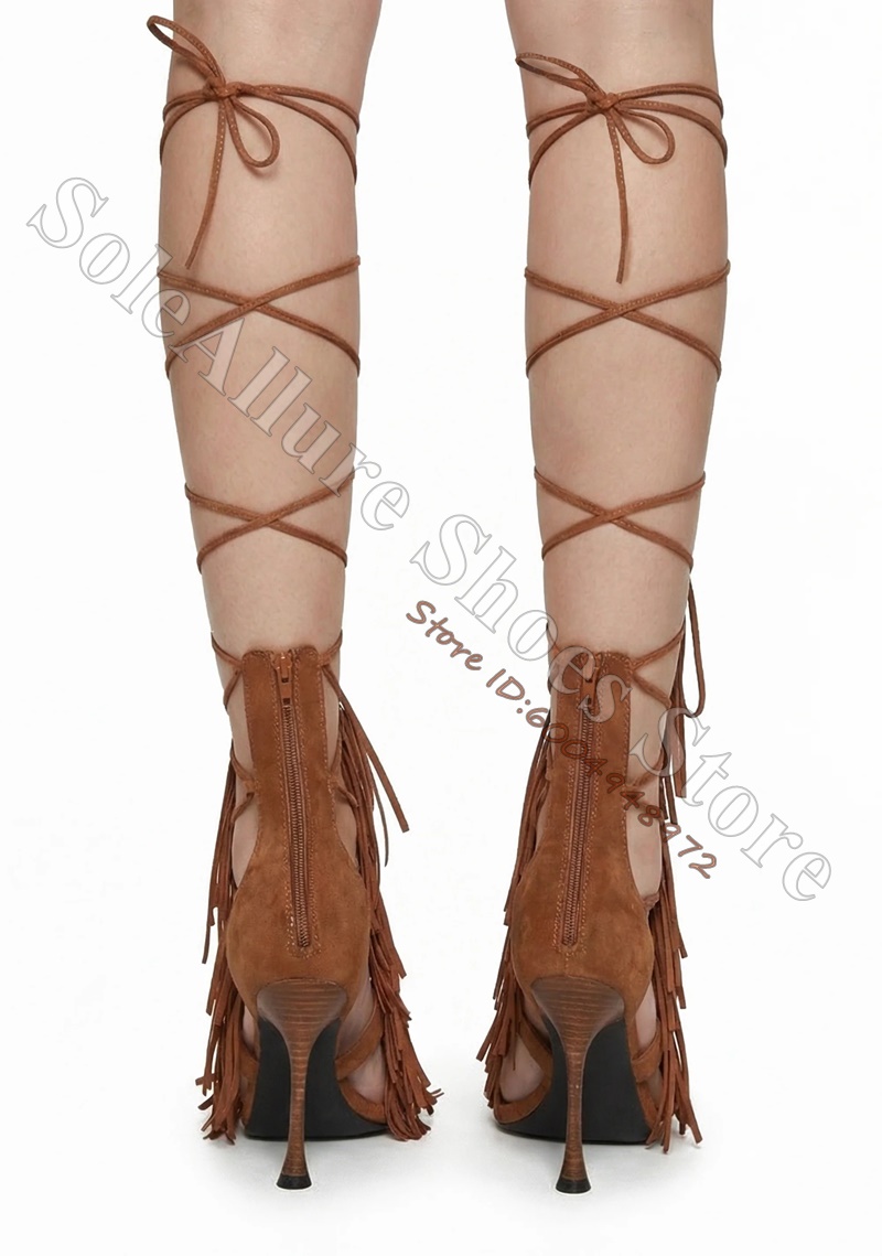 Brown Suede Fringe Thigh Wrap  - đánh giá và giá Western Cowgirl Boot