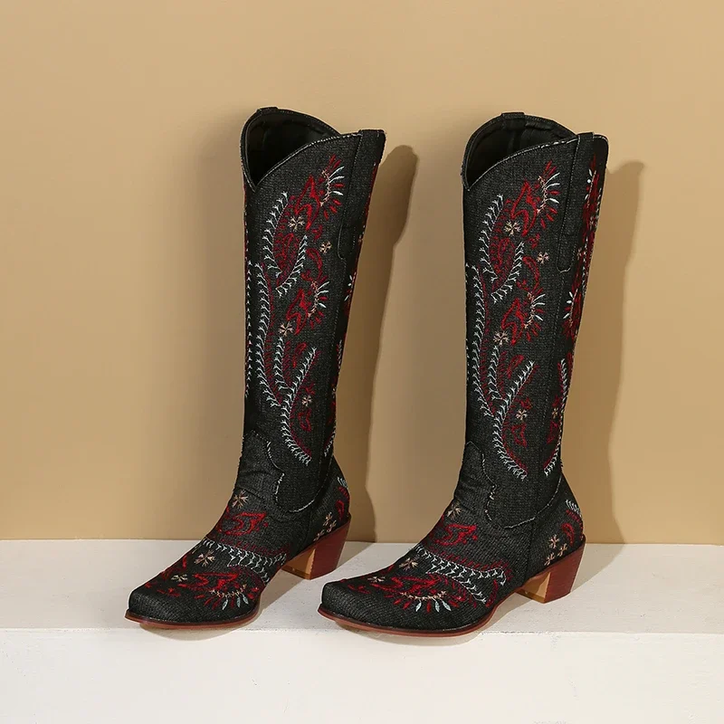Blue Denim Western Cowgirl Kne - đánh giá và giá Western Cowgirl Boot